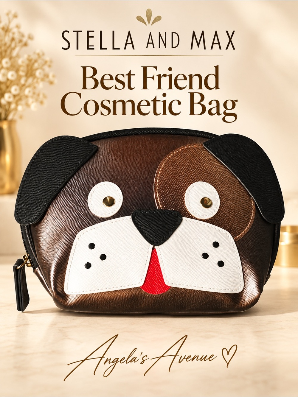 Stella and Max Best Friend Dog Cosmetic Bag NEW